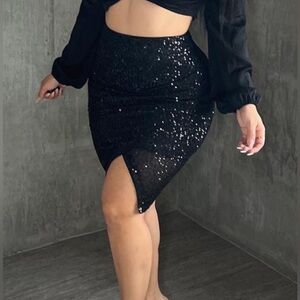Black sequence skirt